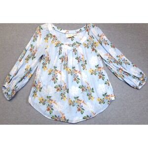 Maeve by Anthropologie Boswell Blouse Top Womens Blue Floral Sz 6‎ Boho Pheasant